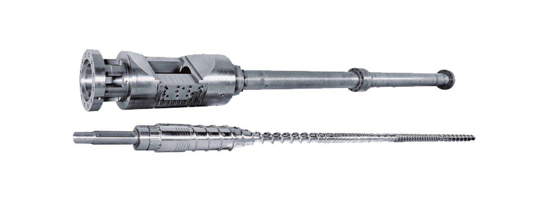 Extruder screw and barrel for pellet extruder machine